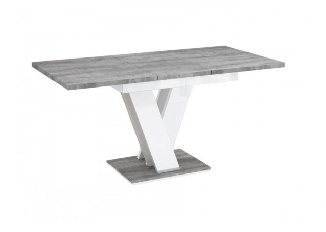 MASIV - Étkezőasztal - beton/magasfényű fehér