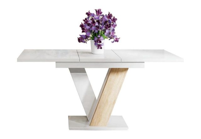MASIV - Étkezőasztal - magasfényű fehér/sonoma