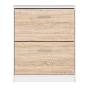   BRW NEPO PLUS alacsony cipősszekrény - fehér/sonoma tölgy (SFB2K2)