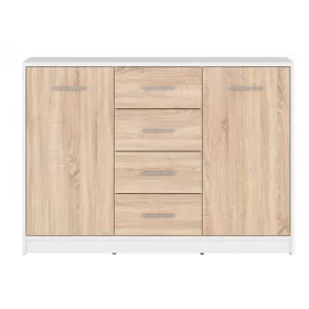BRW NEPO PLUS komód - fehér/sonoma tölgy (KOM2D4S)