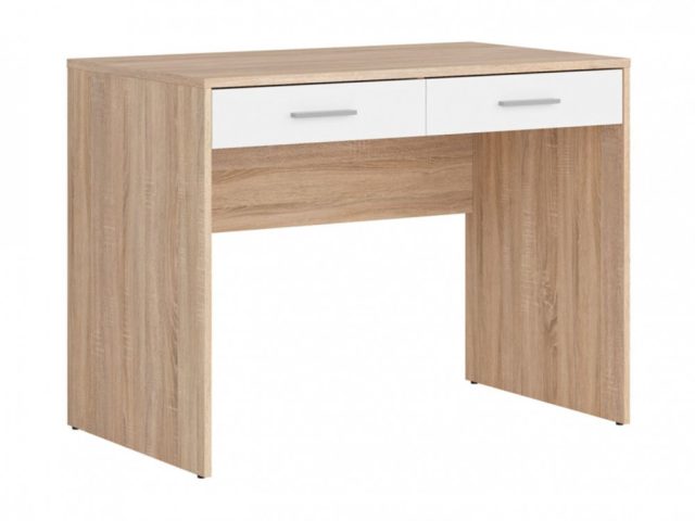 NEPO PLUS két fiókos íróasztal - sonoma tölgy/fehér (BIU2S)
