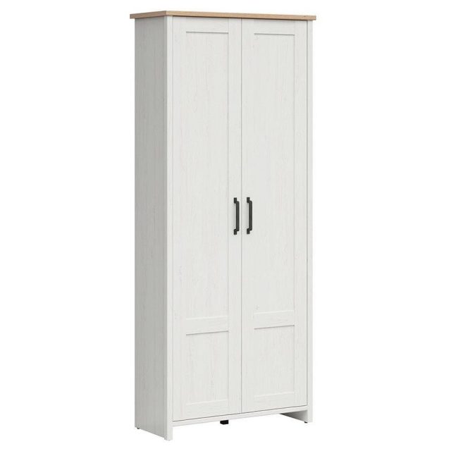 BRW LOKSA 2 ajtós ruhásszekrény (85 cm) fehér andersen fenyő / grandson tölgy