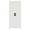 BRW LOKSA 2 ajtós ruhásszekrény (85 cm) fehér andersen fenyő / grandson tölgy