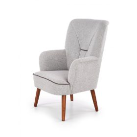 BISHOP - Fotel - világosszürke / dió