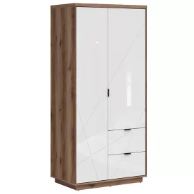   BRW Forn ruhásszekrény - sötét delano tölgy / fényes fehér