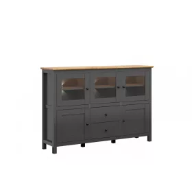   BRW HESEN - Vitrines Komód (KOM3W2D2S) - grafit/artisan tölgy