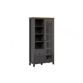   BRW HESEN - Vitrines szekrény (REG1W2S) - grafit/artisan tölgy