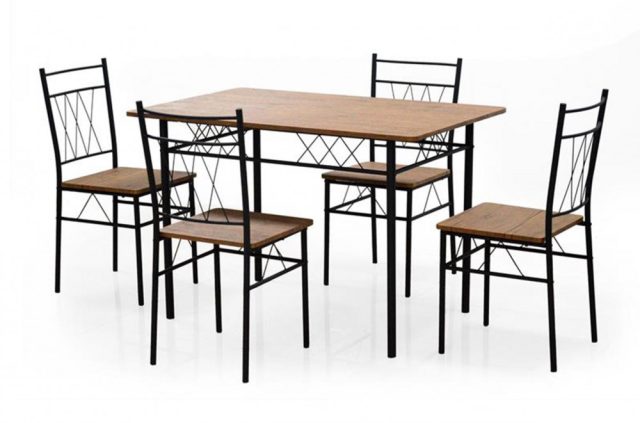 FAUST - Étkezőszett (asztal+4 szék) sonoma tölgy/fekete