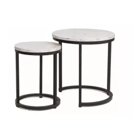 HOLA - Kisasztal-szett (márványhatású fehér/fekete)