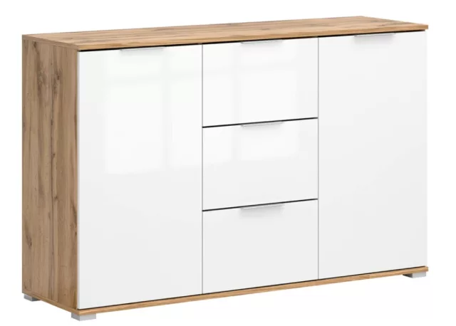 BRW ZELE - Komód (wotan tölgy/fényes fehér) KOM2D3S