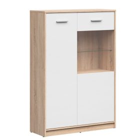   BRW NEPO PLUS vitrines szekrény - sonoma tölgy/fehér (REG1D1W/90)