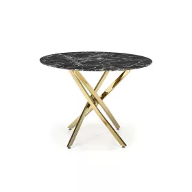   RAYMOND 2 - Kerek étkezőasztal (márványhatású fekete üveg)