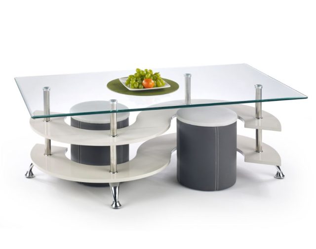 NINA 5 - Dohányzóasztal 2 puffal - szürke