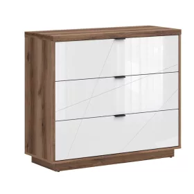   BRW Forn komód (KOM3S) - sötét delano tölgy / fényes fehér