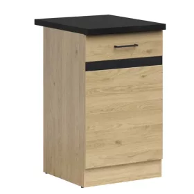   JUNONA LINE - D1D/50/82_L - Alsószekrény elem, balos, munkalappal (bernstein tölgy/wenge/fekete-arany)