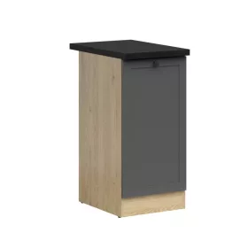   JUNONA LINE - D1D/40/82_L - Alsószekrény elem, balos (bernstein tölgy/grafit/fekete-arany) munkalappal