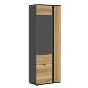   BRW LUEN álló vitrin (REG1W2D/70) - tegola tölgy/mauvella tölgy/fekete