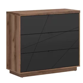 BRW Forn komód (KOM3S) - sötét delano tölgy/matt fekete