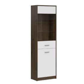   BRW NEPO PLUS magas álló vitrin - nemes tölgy/fehér (REG1D1W)