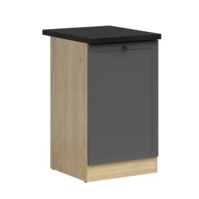   JUNONA LINE - D1D/50/82_P - Alsószekrény elem, jobbos (bernstein tölgy/fekete-arany/grafit) munkalappal