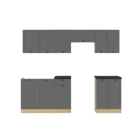   JUNONA LINE 230 VER 2 - konyhablokk munkalappal (bernstein tölgy/grafit/fekete-arany)