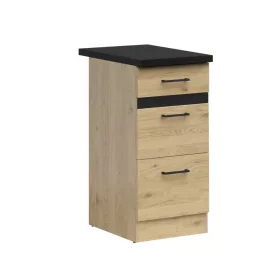   JUNONA LINE - D3S/40/82 - Háromfiókos alsószekrény elem munkalappal (bernstein tölgy/wenge)