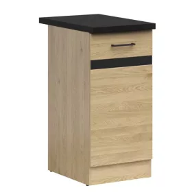   JUNONA LINE - D1D/40/82_L - Alsószekrény elem, balos, munkalappal (bernstein tölgy/wenge/fekete-arany)