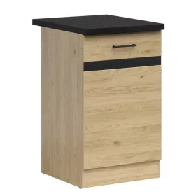   JUNONA LINE - D1D/50/82_P - Alsószekrény elem, jobbos munkalappal (bernstein tölgy/wenge/fekete-arany)