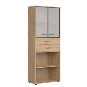   SPACE OFFICE vitrines szekrény két fiókkal (REG2W2S/200) - artisan tölgy