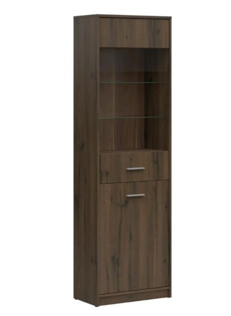 BRW NEPO PLUS magas álló vitrin - nemes tölgy (REG1D1W)