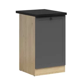   JUNONA LINE - D1D/50/82_L - Alsószekrény elem, balos (bernstein tölgy/fekete-arany/grafit) munkalappal