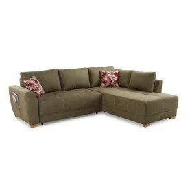 Lunga univerzális sarokkanapé - olajzöld/vörös