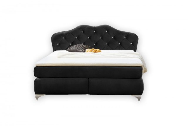 YASMIN - Boxsping ágy - 180x200 (Fekete)