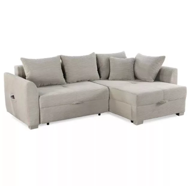 GROOMER - univerzális sarokkanapé - Kordhatású világos gríz