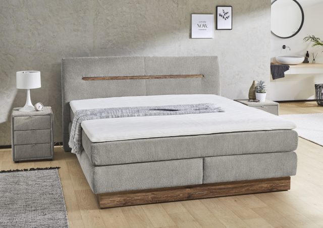 Nika max boxspring ágy ( 180 x 200 cm) - zsenília hatású szürke / flagstaff tölgy