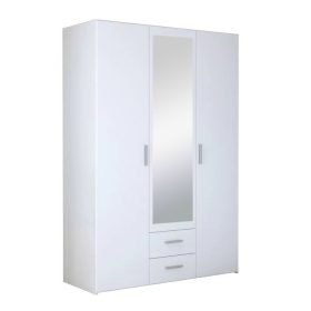 Telane 3-ajtós, tükrös gardróbszekrény (fehér)