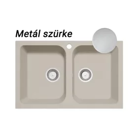   Celine 2B gránit mosogatótálca GranMaster - Metál szürke