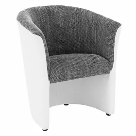 Cuba fotel - fehér textilbőr / szürke szövet