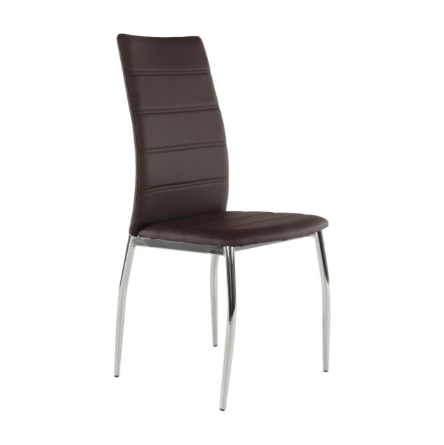 Szék, barna textilbőr/króm, DELA