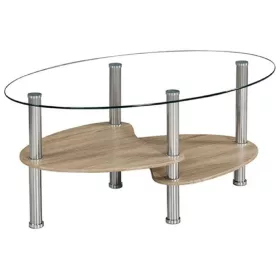   Dohányzóasztal, acél/átlátszó üveg/tölgy sonoma, PANTY NEW