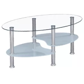 Dohányzóasztal, acél/átlátszó üveg/tejüveg, WAVE NEW