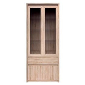   Vitrines szekrény, DTD laminált, tölgy sonoma, NORTY TYP 3