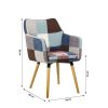 Fotel, kék/bézs minta patchwork/bükk, LANDOR