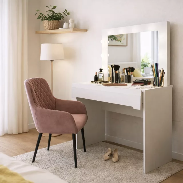 Elise fésülködőasztal - fehér/fényes fehér