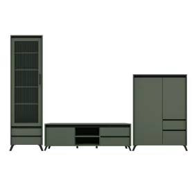   LOGAN nappali szett (REG1W2S,REG2D1S1K,RTV 1K2SO) - zöld/fekete