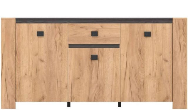 ELEANOR három ajtós, egy fiókos komód (KOM3D1S) - aranytölgy/hamuszürke kőris