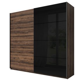   GALAXY - Gardróbszekrény 200 cm (fényes fekete/Monastery tölgy)