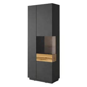   Silke 1NGY13 vitrines szekrény - 2 ajtós, üveges, jobbos (Szürke/Wotan tölgy)