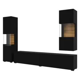   Ava WNLM10 nappali szett - LM05, LM07 és LM40-es elemek (Onyks fekete/wotan tölgy)