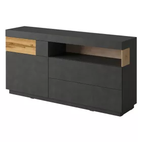   Silke 1NGY47 komód - 1 ajtós, 3 fiókos (Szürke/Wotan tölgy)